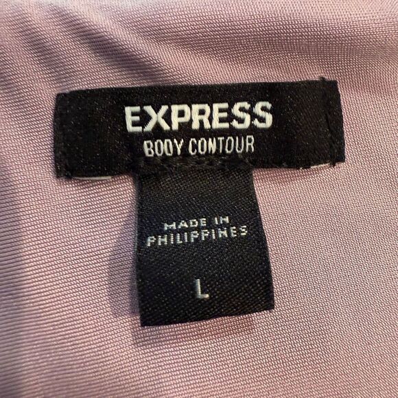 Express V-Neck Sleeveless Ruched Thong Body Contour Bodysuit Pink Large - Picture 3 of 4